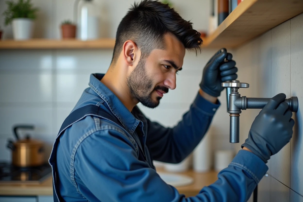 Técnico instalando inodoro