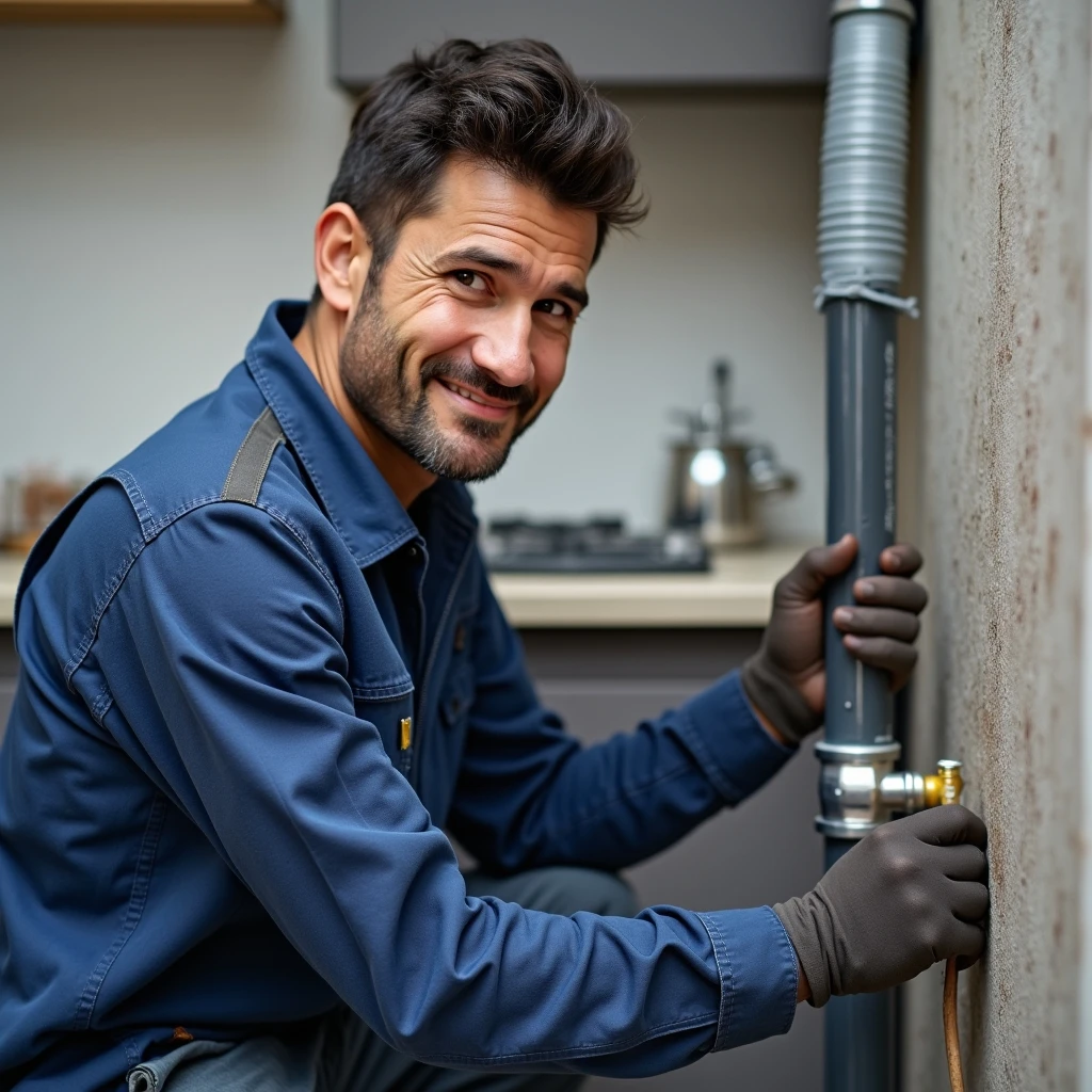 Técnico instalando un lavamanos